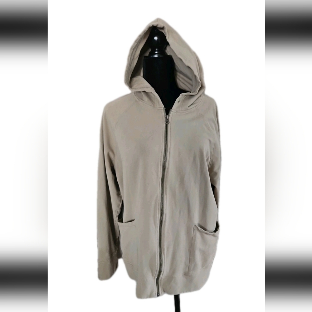 Pact Womens Beige Full Zip Organic Cotton Sustainable Hoodie XL